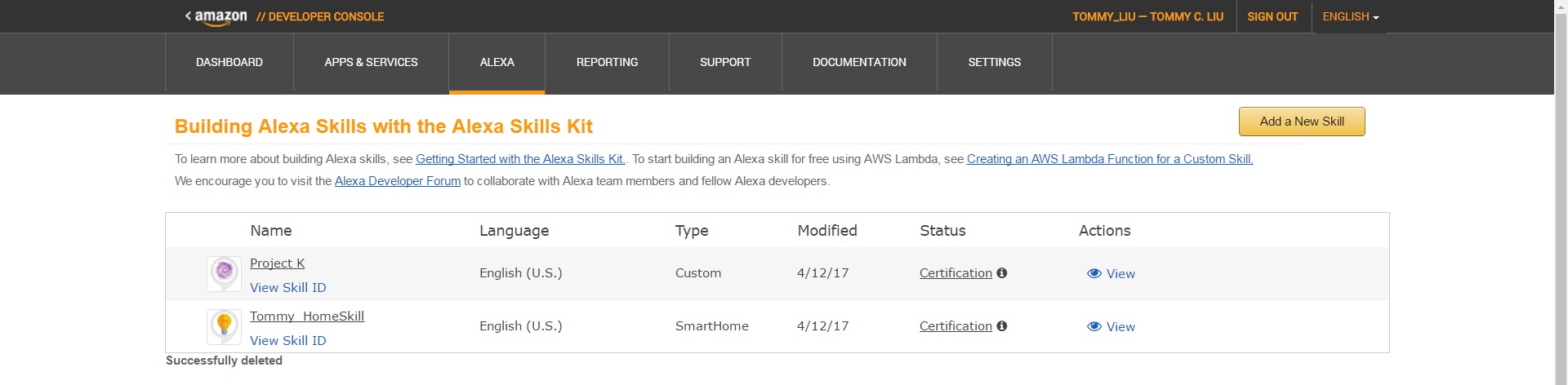 Alexa skills submit
