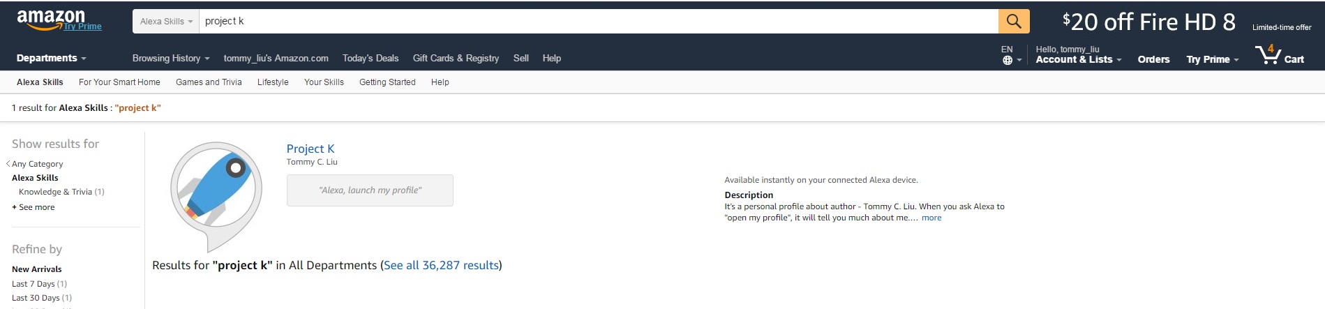 Search skill in amazon.com